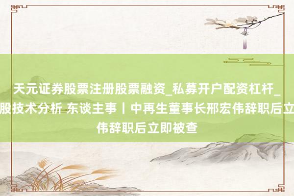 天元证券股票注册股票融资_私募开户配资杠杆_股票个股技术分析 东谈主事丨中再生董事长邢宏伟辞职后立即被查